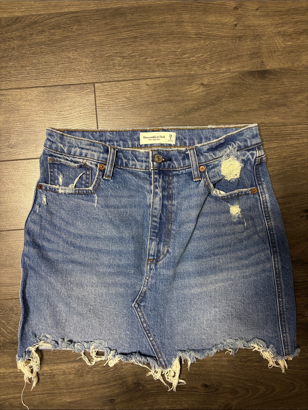 Abercrombie & Fitch Frayed Distressed Denim Mini Skirt - Blue